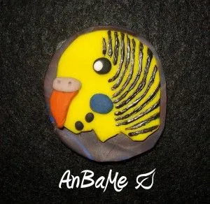 broche fimo periquito